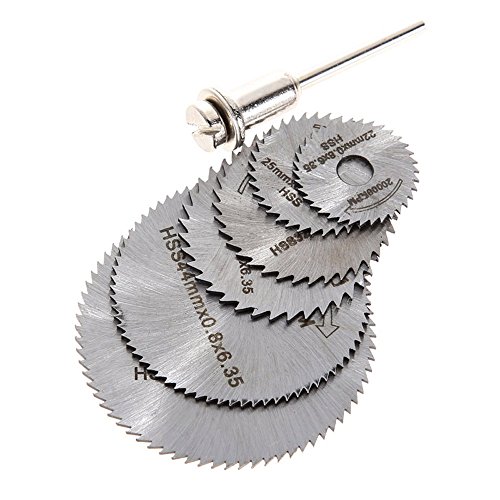 Migiwata HSS Mini Circular Saw Blades Set of 7pcs with 1/8" Straight Shank Mandrel for Dremel Fordom Electrical Grinding Machine Rotary Tool