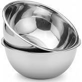 Notana Large Stainless Steel Mixing Bowl 8 Quart - Extra Large Metal Mixing Bowl for Baking, Bread Dough, Salad - Deep Stainless Bowl - Commercial Kitchen Basin - Meal Prep - Stainless Steel- 2 Pack