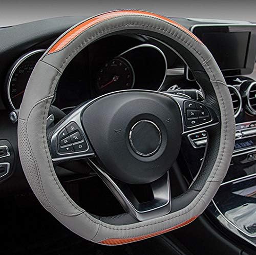 DuoDuoBling D-Shaped Steering Wheel Cover Flat Bottom (Gray Orange)