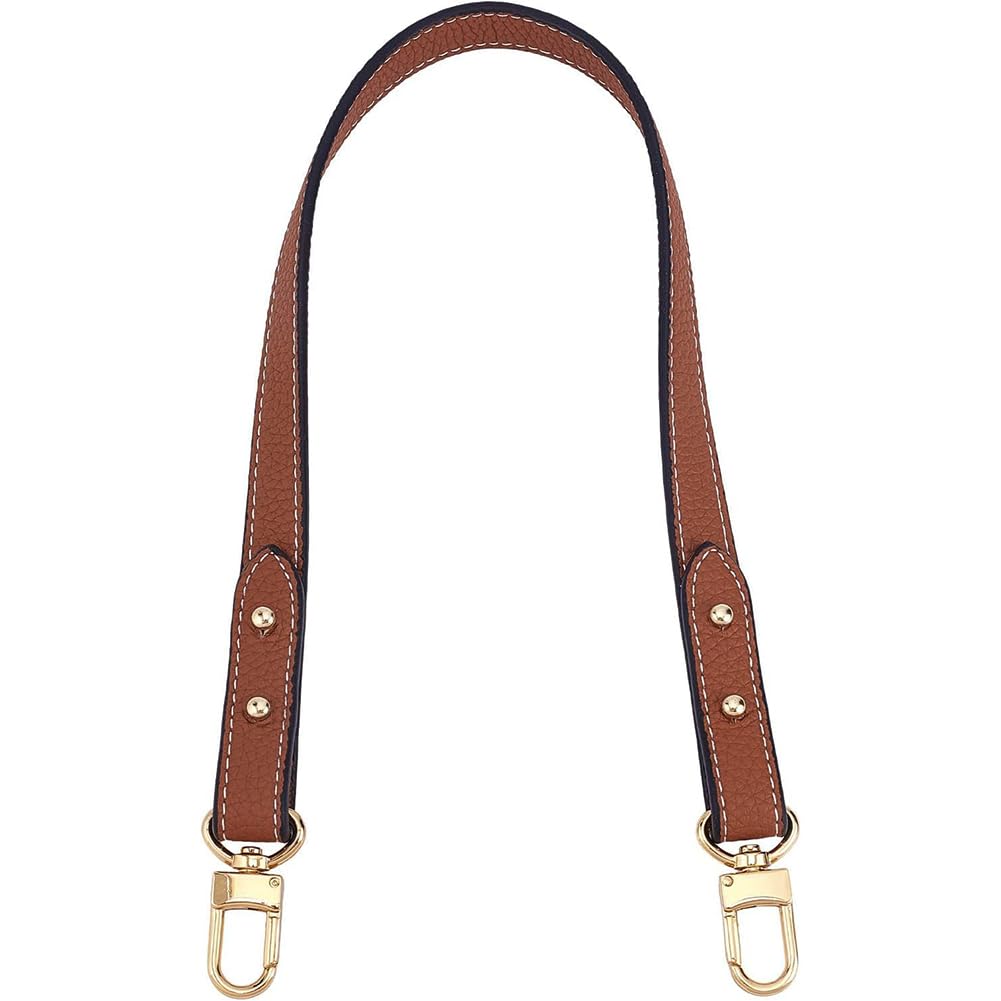 WADORN Genuine Leather Handbag Handle, 59.5cm Leather Shoulder Bag Strap Short Purse Strap Replacement Clutches Handle Tote Bag Bucket Bag Accessories, Lychee Pattern, Brown