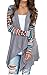 Relipop Women Black and White Striped Long Cardigan Loose Jacket (X-Large, Gray)