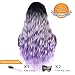 YUNKAI Light Purple 3 Tones Ombre Hair Wig For Black Women Dark Roots Natural Wavy Purple Wig With Parting Colorful Cosplay Costumes Curly Wigs Long Wigs 26inches