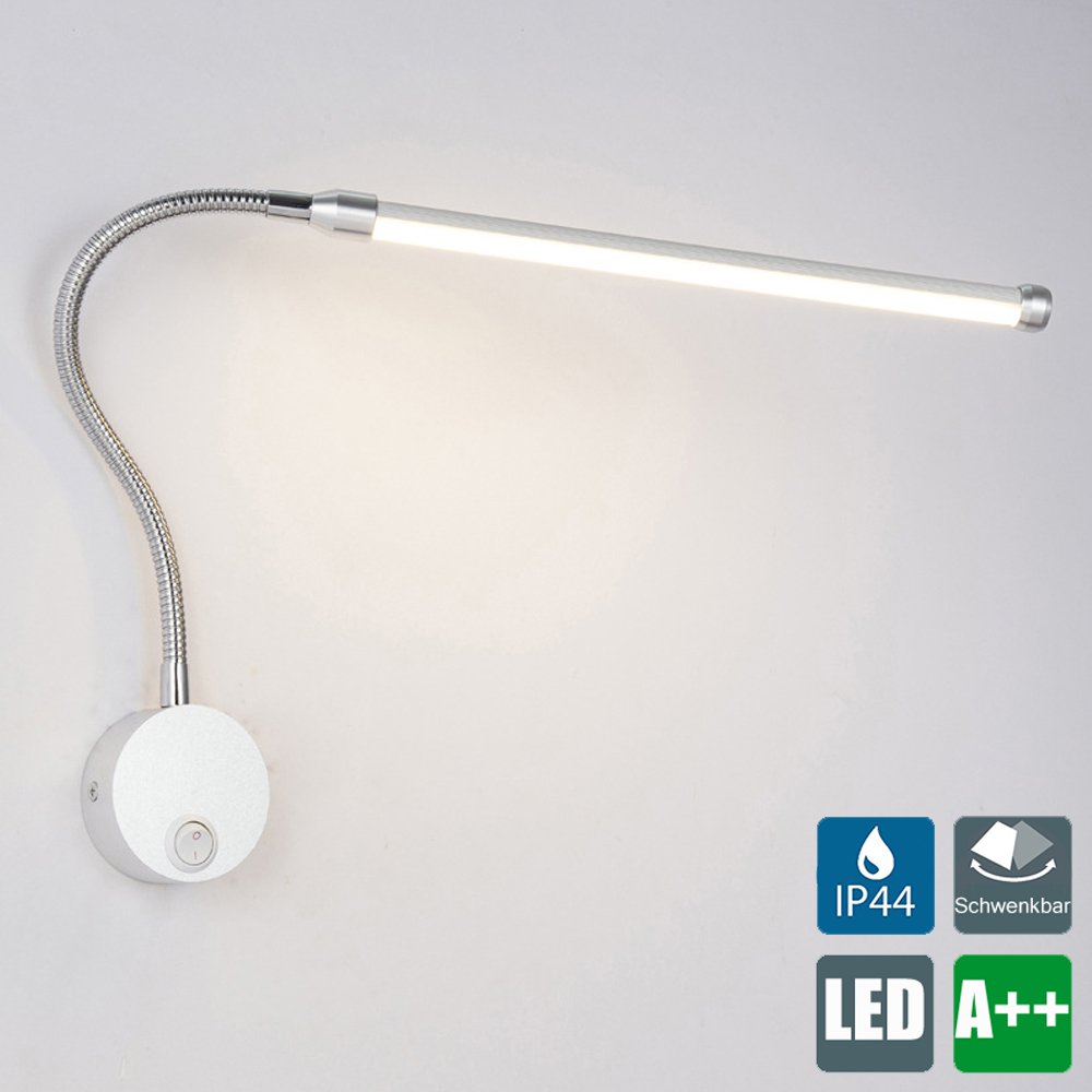 Led Leseleuchte Schalter Flexibles Bettleuchte 600 Lumen 3000k Wandlampe 230v Soft Tube Schwanenhals Lampe Inkl Wandspot Ip44 Wandstrahler In Nickel Matt 6w Nachttischlampe Wandbeleuchtung Kuche Haushalt Wohnen Suenaacampo Com 