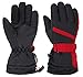 Simplicity Ski Gloves - Waterproof Snowboard Snow Warm Winter Men Gloves, Black Red, L