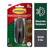Command Outdoor Hook, Decorate Damage-Free, Water-Resistant Adhesive, Large (17083BZ-AWES)