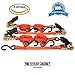 Ratchet Tie Down Straps | 4 pk Heavy-Duty Professional Strength | Built Stronger to Work Harder | Rubber Handle & 180° Hooks | Cargo Straps for Moving Motorcycle, Kayak, Truck, Trailer and Boat