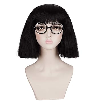 Buy Morvally Black Fluffy Medium Curly Cosplay Wig With Cut Bangs