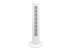 OVENTE 32" Tower Fan for Bedroom, Portable Stand Fan with 90° Oscillation, Adjustable Speed, Compact and Slim Manual Bladeless Indoor Fan Ideal for Cooling Home with Kids or Office, White TFO3SW