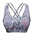 Vilania Women's Printed Sports Bras Padded Cup Wireless Criss Cross Yoga Bra For Low Impact Workout Fitness TXZ9002-Grey-XL