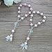 24 Pcs Pink Mini Rosary Baptism Favors with Angels for Girl Recuerdos de Bautizo Finger Rosaries Silver Plated