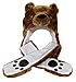Bioterti Plush Novelty Animal Hat 3 in 1 Beanie with Long Paw Scarf, Mitten Combo (Brown Bear)