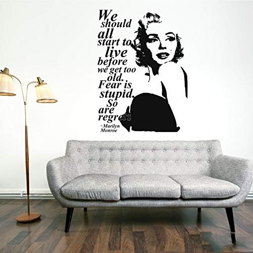 Marilyn Monroe Quote Regrets Wall Decal Vinyl Stickers Mural Beauty Salon Bedroom Decor Easy Home Decorations Living Room