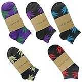 5 Pairs Unisex Marijuana Weed Leaf Boat Warm Cotton Socks US 5-9.5 (M, 5th Match)