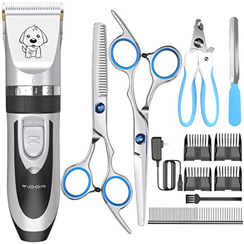 Dog Clippers,YiDon Cordless adjustable Pet Clippers Dog Hair Trimmer Rechargeable Cat Shaver Pet Grooming Professional Low Noise Dog Grooming kit with 8 kinds tools for Thick Coats,Small Dog,all pets