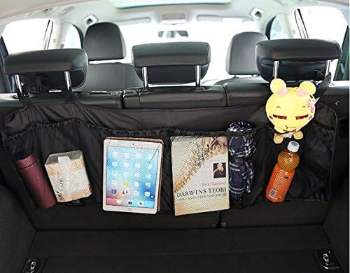 1Pc Universal Auto Car Rear Seat Organiser Seat Back Storage Bag Mesh Hanging Bag Car Rear Trunk Organizer Cargo Net Luggage (black)