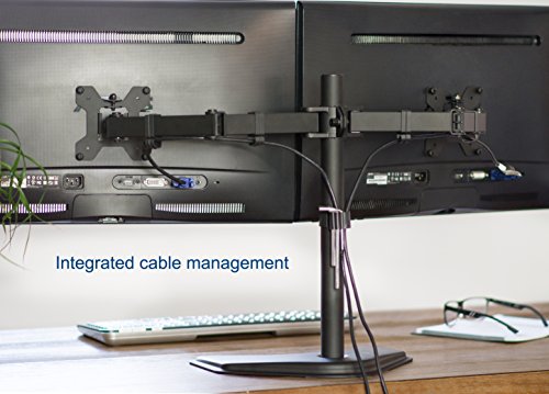 VIVO-Dual-Monitor-Free-Standing-Stand-up-Desk-Mount-Adjustable-Fits-up-to-27-Screens