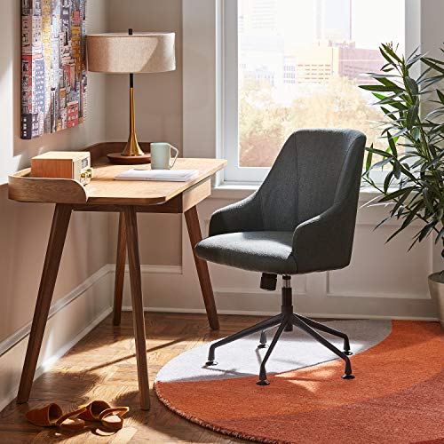 Amazon Brand Rivet MidCentury Modern Curved Table Desk Lamp With LED Light Bulb, Brass/Walnut