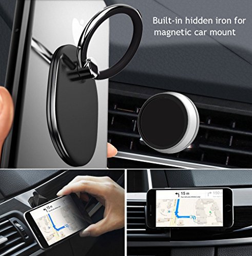 Lopie 360° Rotation Finger Ring Stand Holder Bracket Kickstand for Phones Tablets and Cases - Fit Magnetic Car Mount - Thumbnail 5