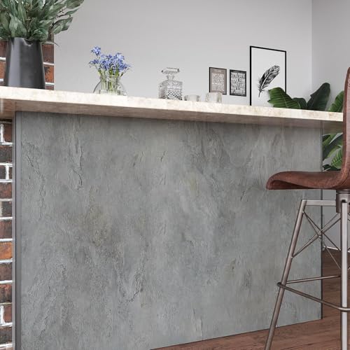 VEELIKE Grey Concrete Wallpaper Peel and Stick 15.7x118 Inches Cement Wall paper Self Adhesive Waterproof Textured Vinyl Removable Contact Paper for Kitchen Backsplash Bathroom Cabinet Wall Decor