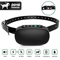 AERZETIX Dog Bark Collar, Rechargeable Anti Barking Collar for Small Medium Large Dogs, Adjustable Training Collar Rainproof Sound Vibration & Automatic 7 Levels Modes Humane Collar