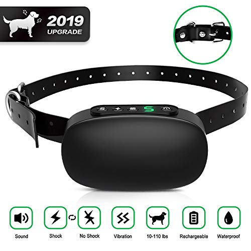 AERZETIX Dog Bark Collar, Rechargeable Anti Barking Shock Collar for Small Medium Large Dogs, Adjustable Training Collar Rainproof Beep Vibration Device – No Harm Control Collar [Newest 2019]
