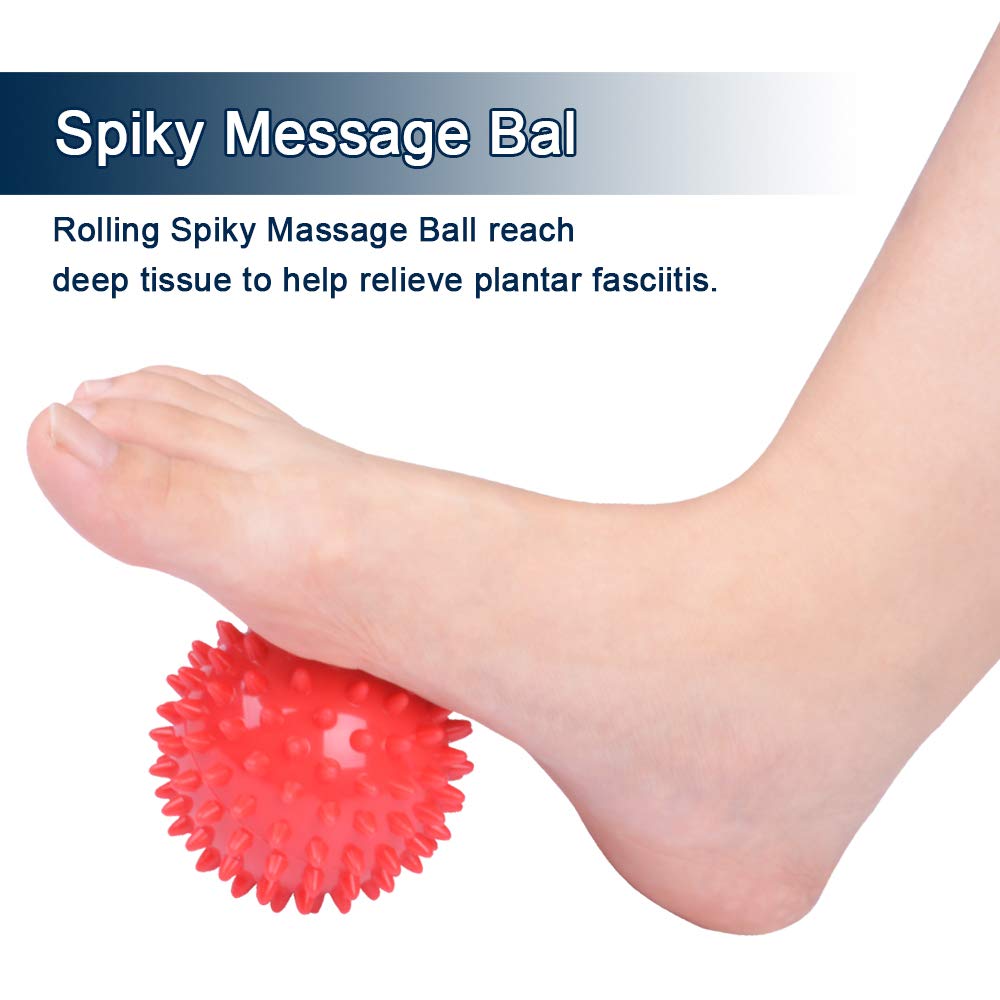 Plantar Fasciitis Night Splint Foot Drop Orthotic Brace, Adjustable Elastic Dorsal Night Splint For Plantar Fasciitis, Heel, Ankle, Arch Foot Pain, Achilles Tendonitis With Hard Spiky Massage Ball: Industrial & Scientific
