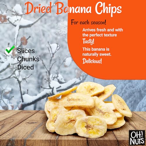 Oh! Nuts Dried Banana Chips (3lb 48oz) Bulk Bag Fresh Sweetened