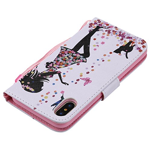 image for For iphone X Wallet Case with Screen Protector,OYIME [Flower Girl and 