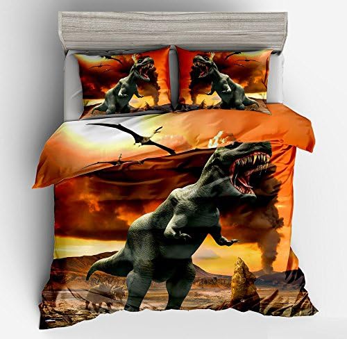 SxinHome 3D Tyrannosaurus Rex Bedding Set for Teen Boys, Duvet Cover Set,3pcs 1 Duvet Cover 2 Pillowcases(no Comforter inside), Full Size