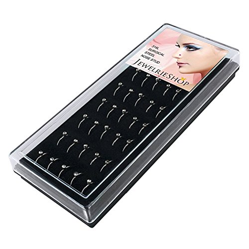 Box set stainless steel crystals piercing jewelry nose studs ring…