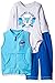 BON BEBE Baby Boys' 3 Piece Microfleece Vest and Pant Set with Side Snap Bodysuit, MVP Blue, 0-3 Months