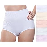 Teri Lingerie 10-Pack Women's Soft Cotton Full Cut Coverage High Rise Brief Panties