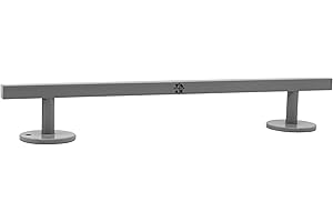 Teak Tuning Straight, Square Fingerboard Rail, 10" - Custom Designed Premium Solid Steel Construction, Matte Powder Coated Finish in Silver Grey - Superior Non-Slip Foam Feet