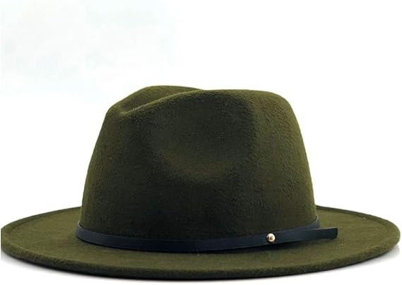 Amazon ハット メンズファッションfedora帽子ウールフェルトナローレザー帯域幅サイド紳士エレガントレディース冬秋ジャズ帽子 ファッション帽子 色 Green サイズ 56 58cm ハット 通販