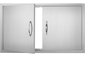 VEVOR BBQ Access Door, 36W x 21H Inch Double Outdoor Kitchen Door, Stainless Steel, Wall Vertical Door with Handles, for BBQ 