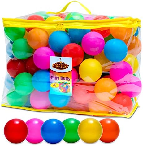 Plastic Air Filled Balls for Pits 100 Pack | Crush Proof, Durable, BPA & Phthalates Free, Colorful | for Indoors & Outdoors, Play Tents, Kiddie Pools, Playpen, Jumping Castles, Bounce Houses