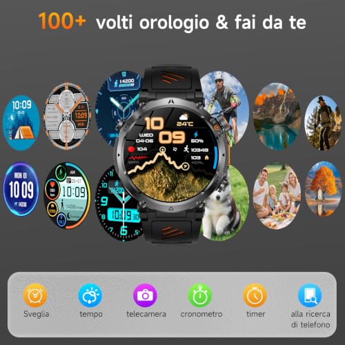 GPS/AI-GPT Men's Smartwatch, 1.7 Inches Smartwatch with Bluetooth Calls | 3ATM, Torch, Compass, 850 mAh Battery, Sleep Monitor and Heart Rate Monitor, 100+ Sports Modes for IOS/Android