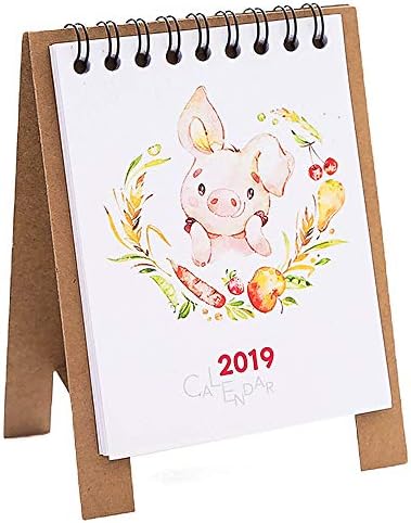 Mini 2018-2019 Desktop Calendar Cartoon Animal Flip Desk Paper Calendar Desk Ornament