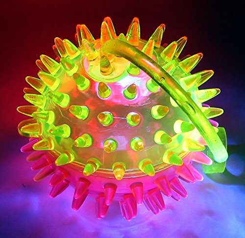 Set of 12 VT Flashing LED Light Up Dual Color Party Favor Squishy Spiky Toy Yo-Yo Balls (Colors May Vary)