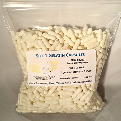 Purecapsusa empty gelatin capsules – size “1” –…