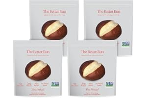 BetterBrand - The Pretzel Better Bun | High Protein Hamburger Buns |Low Carb (4g net carbs), High Fiber, No Added Sugar Hambuger Buns - 4 Packs (16 Buns)