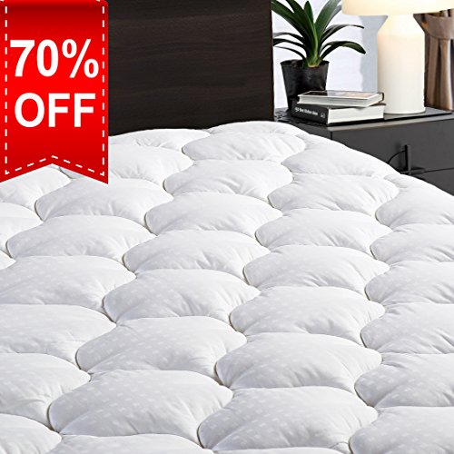 LEISURE TOWN King Mattress Pad Cover Cooling Mattress Topper Cotton Top Pillow Top with Snow Down Alternative Fill (8-21…