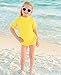 RuffleButts® Baby/Toddler Girls Rash Guard 2-Piece Swimsuit Set - Yellow Polka Dot Bikini with UPF 50+ Sun Protection - 6-12m