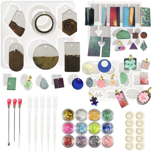 FUNSHOWCASE Epoxy Silicone Mold with Hole for Jewelry Necklace Keychain Lot