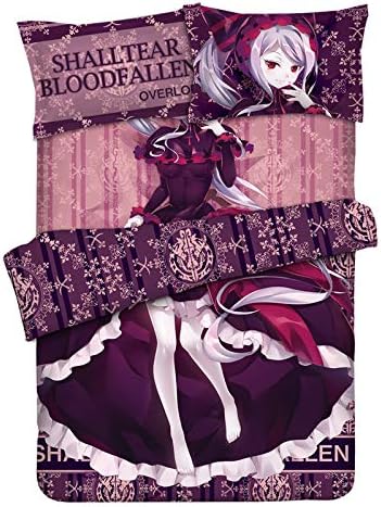 MXDZA Japanese Anime Overlord Shalltear Bloodfallen Luxury Otaku Bedding Linen Bedding Set Bed Sheet or Duvet Cover with Two Pillow Cases