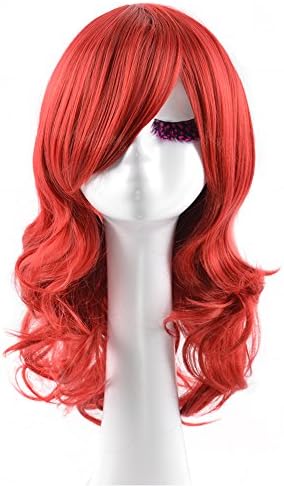 CosHouse Girls Orange Red Fluffy Natural Wigs, High Temperature Synthetic Fiber, Medium Length Full Wig