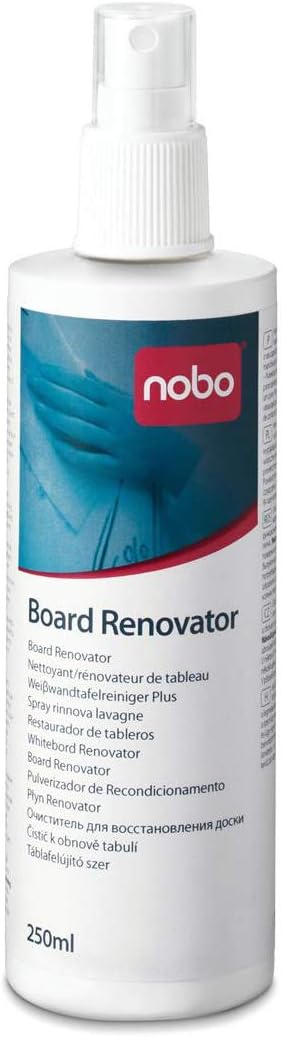 Nobo Whiteboard Cleaning Renovator Spray, 250 ml, Dry Wipe Surfaces, 1901436