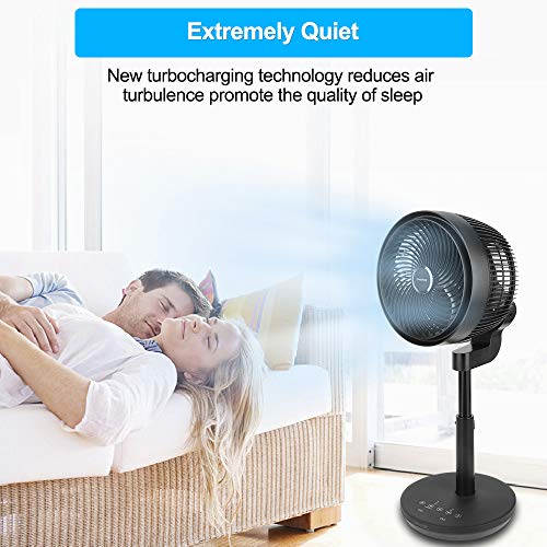 GOODNEW Air Circulator Fan, Environmental Pedestal Fan with 3 Modes, 4 Variable Speed Control, 3D Oscillating Movement, 7h Timer, (Big Black)