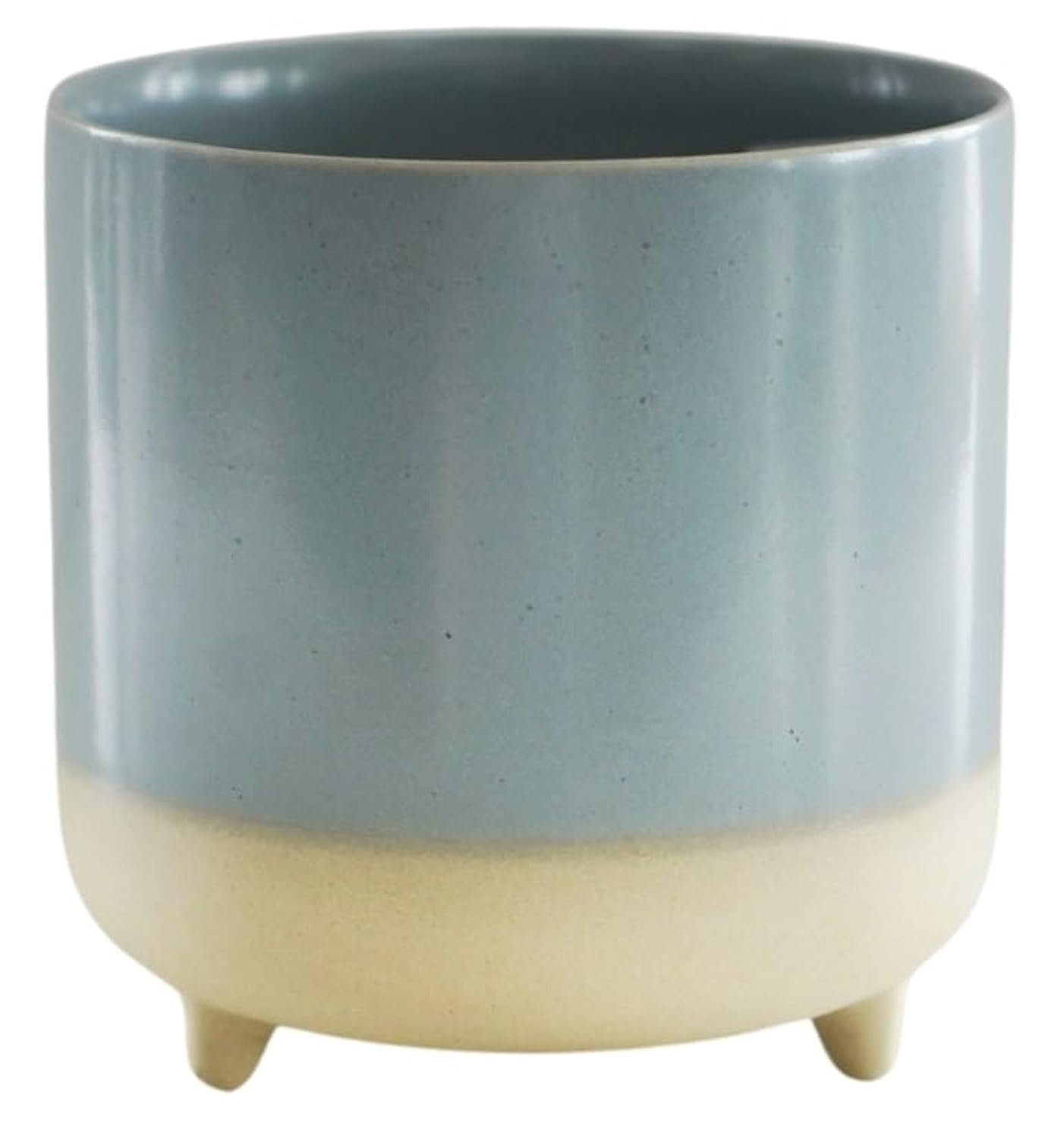 Ivyline Jolie Matte Reactive Glaze Tri-Foot Planter in Sky Blue - Stylish and Waterproof - Indoor Ceramic Houseplant Pot with Feet - H12cm x D12cm
