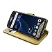 Abacus24-7 Synthetic Leather Folio Wallet and Case for Samsung Galaxy S7 Edge - Gold Mirror